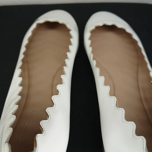 Chloe Lauren Scalloped Ballet Flats white size 5 us almost new cond. no creasing - Picture 7 of 12